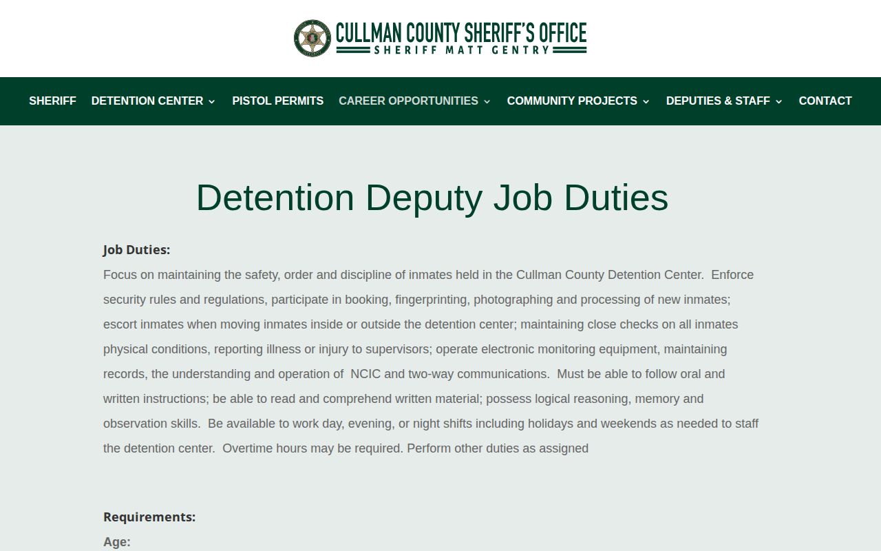 Cullman County daily arrest booking processing description