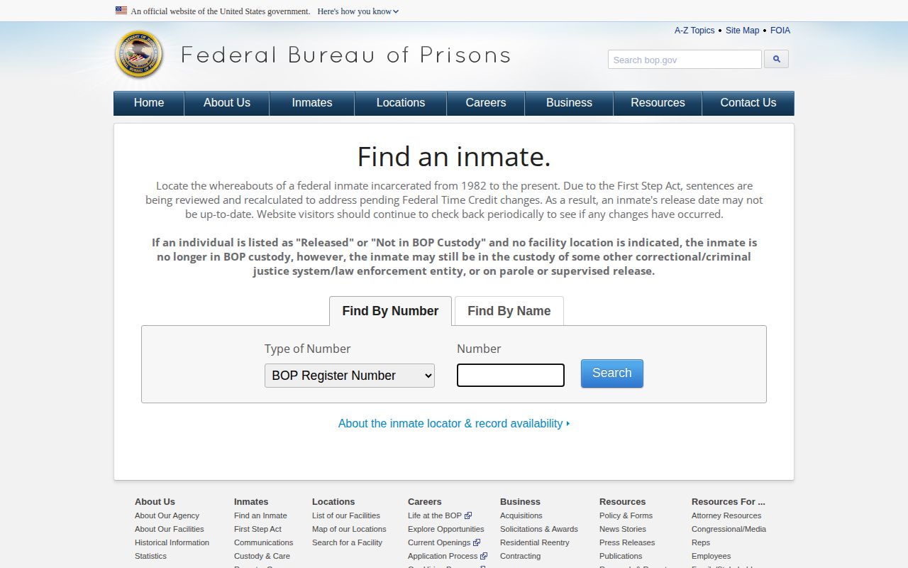 Federal BOP inmate locator for Cullman County federal custody checks